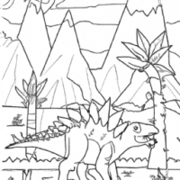 create a dinosaur coloring page in the nature